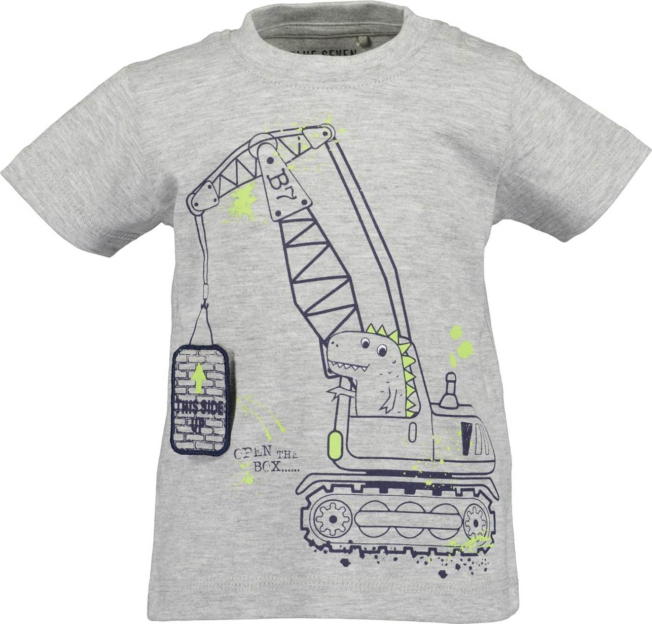 BLUE SEVEN Tričko námořnická modř / šedý melír / světle zelená