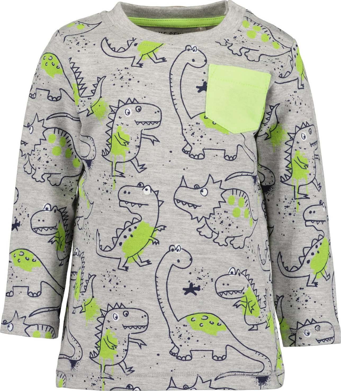 BLUE SEVEN Tričko šedý melír / kiwi / černá