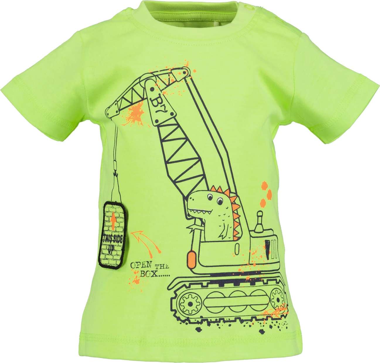 BLUE SEVEN Tričko světle zelená / oranžová / černá