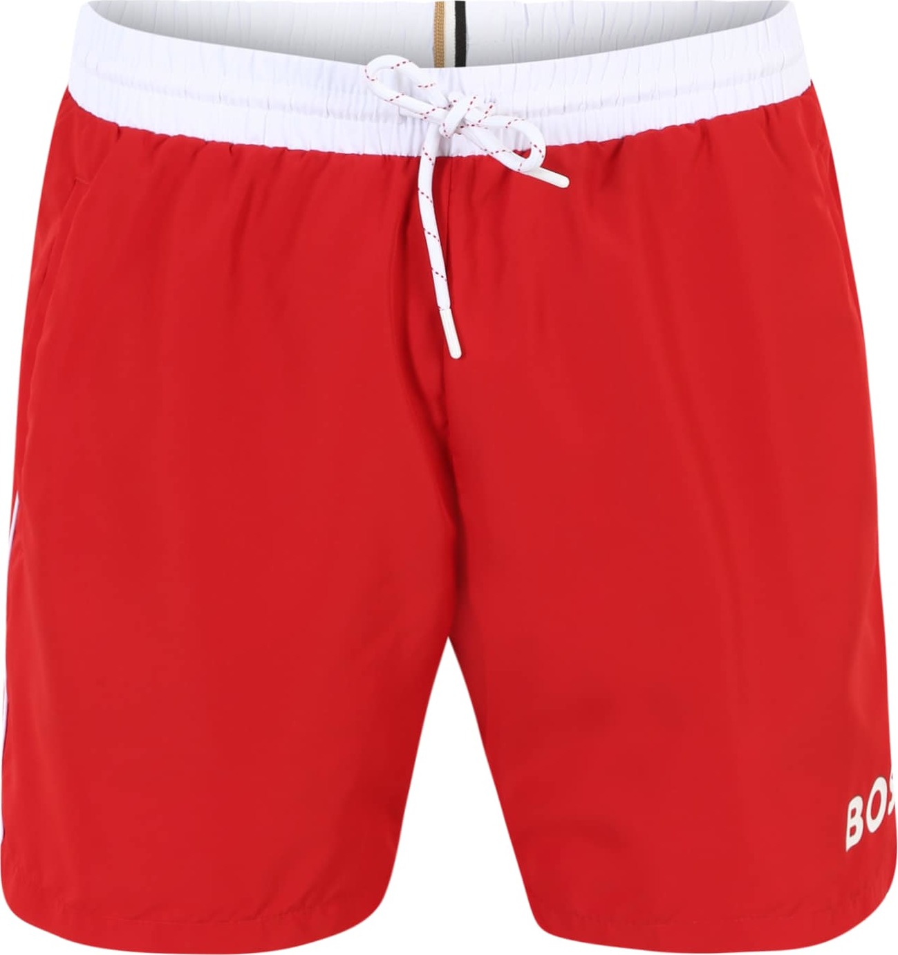 BOSS Black Plavecké šortky 'Starfish' červená / bílá