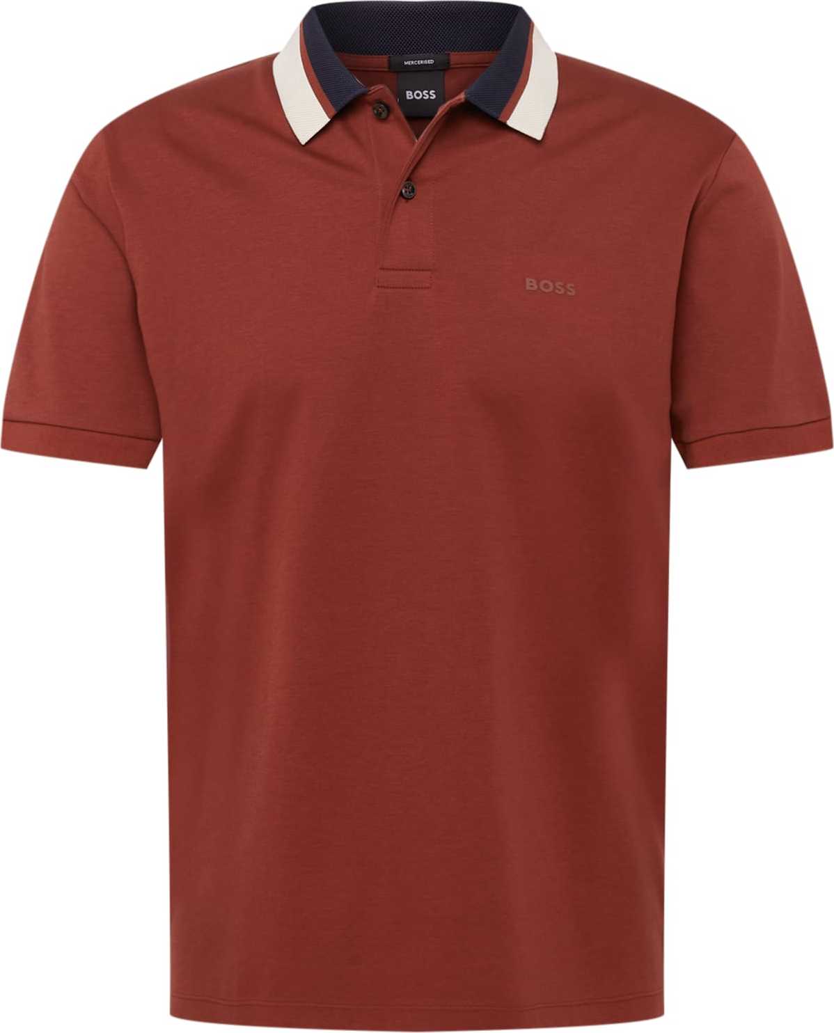 BOSS Black Tričko 'Parlay' tmavě modrá / rezavě hnědá / bílá