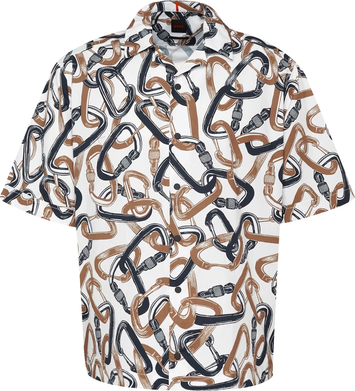 BOSS Orange Košile 'Lapis' námořnická modř / hnědá / offwhite