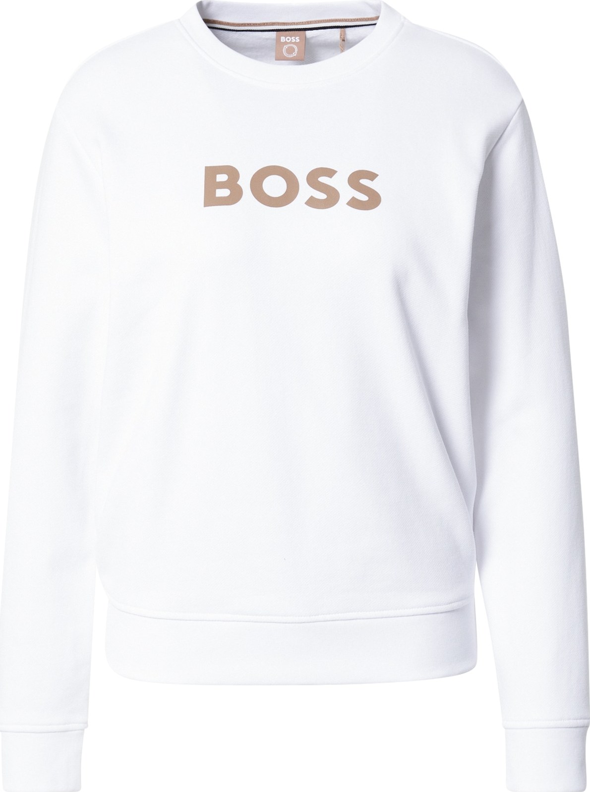 BOSS Orange Mikina 'Ela' světle hnědá / bílá