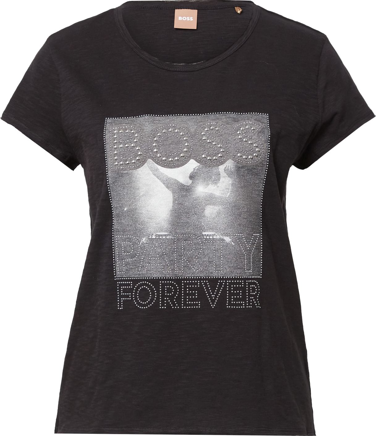 BOSS Orange Tričko 'Elenza' světle šedá / šedý melír / černá