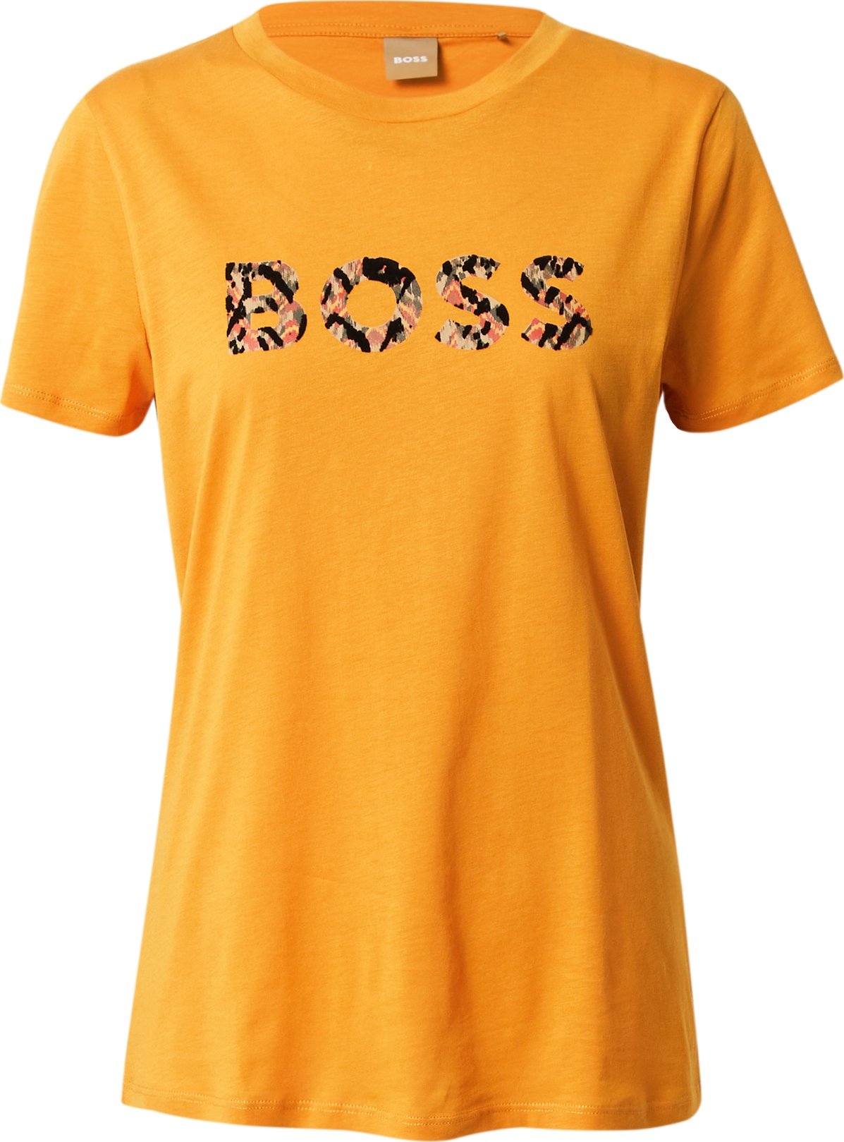 BOSS Orange Tričko 'Elogo' zlatě žlutá / tmavě zelená / lososová / černá