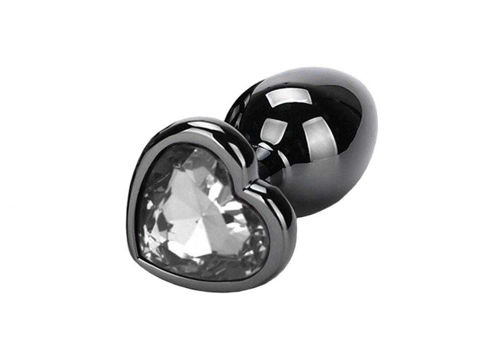 BASIC X Otto kovový anální kolík  s kamínkem velikost M čirý BASIC X