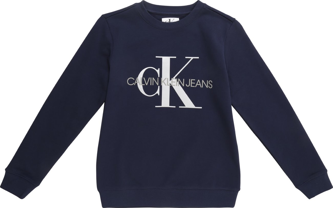 Calvin Klein Jeans Mikina tmavě modrá / šedá / bílá