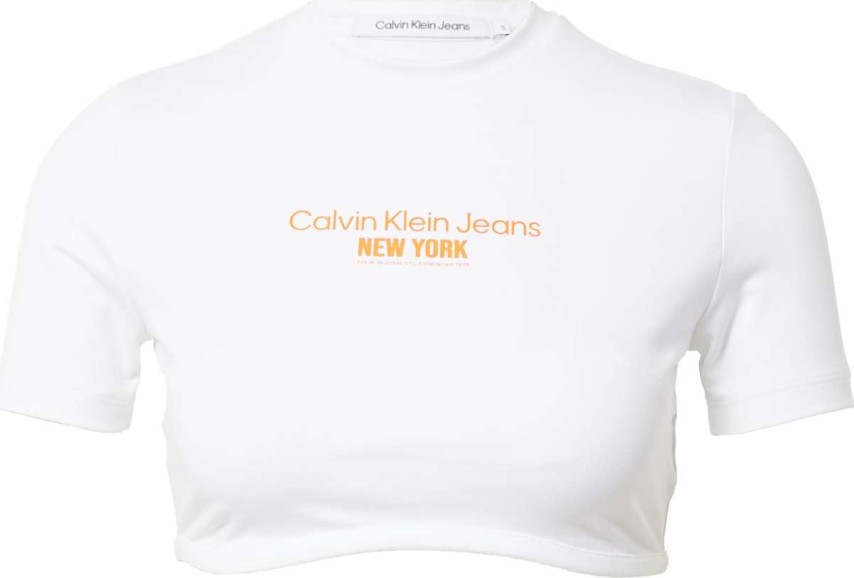 Calvin Klein Jeans Tričko oranžová / bílá