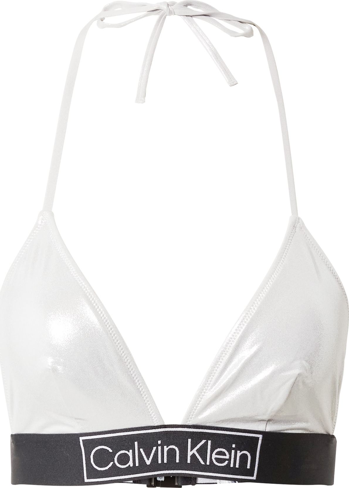 Calvin Klein Swimwear Horní díl plavek stříbrně šedá / černá / bílá