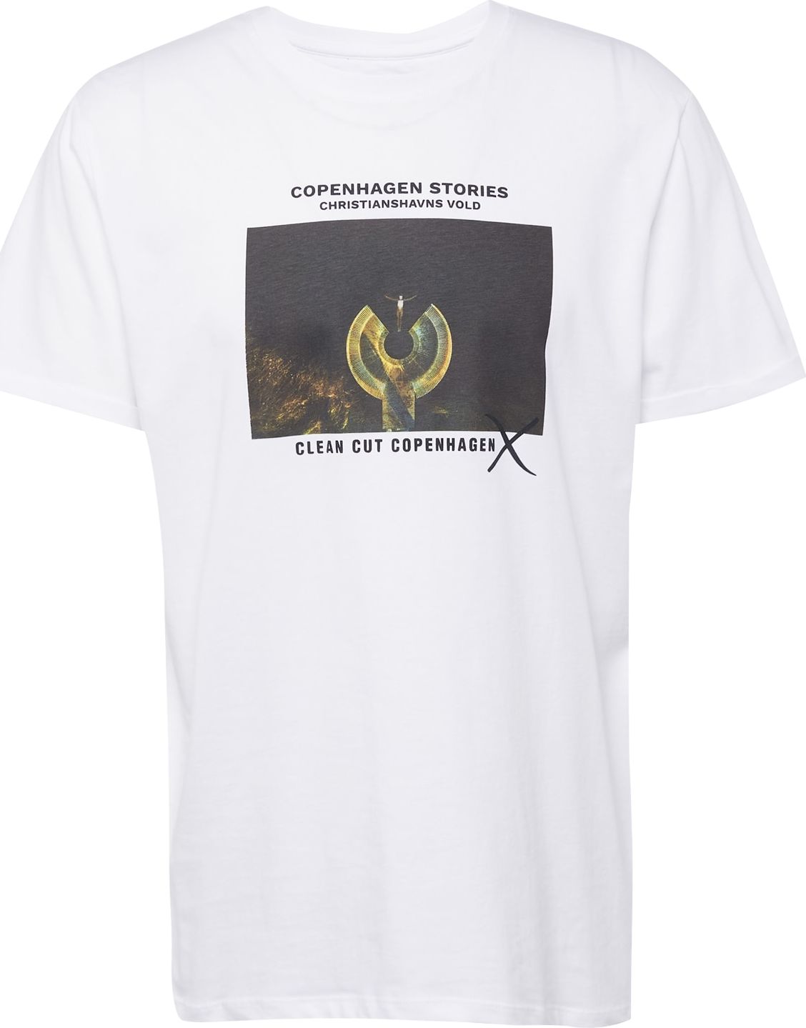 Clean Cut Copenhagen Tričko 'Christianshavns' hnědá / žlutá / černá / bílá