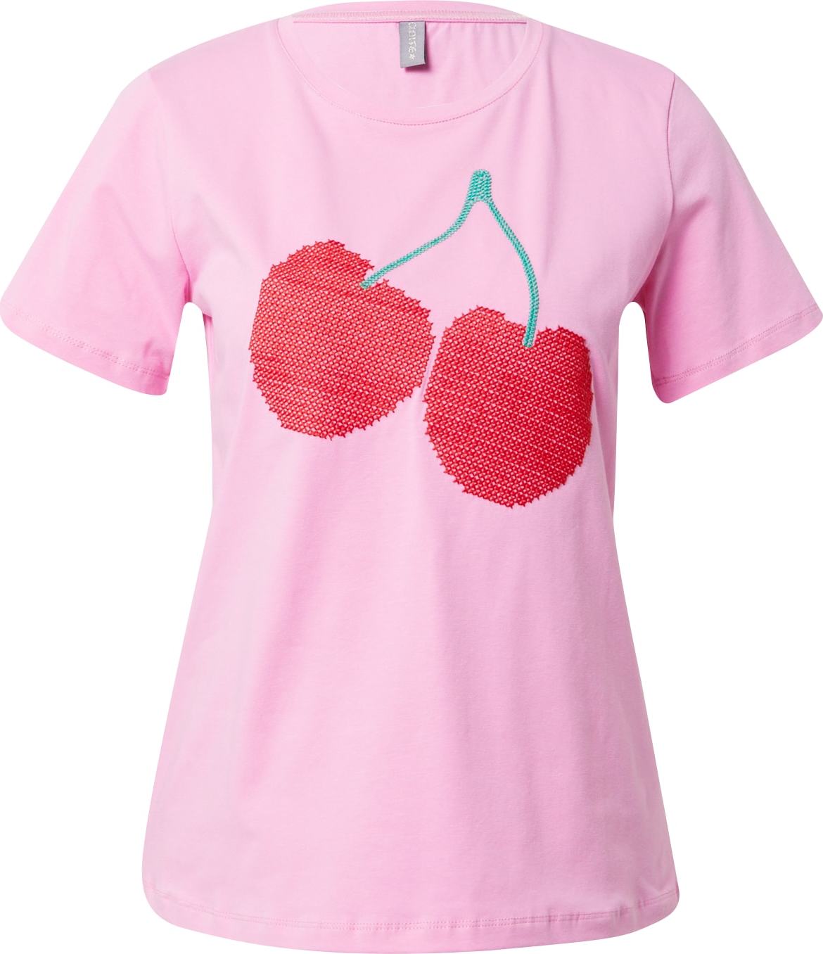 CULTURE Tričko 'Cherry' zelená / fuchsiová / červená