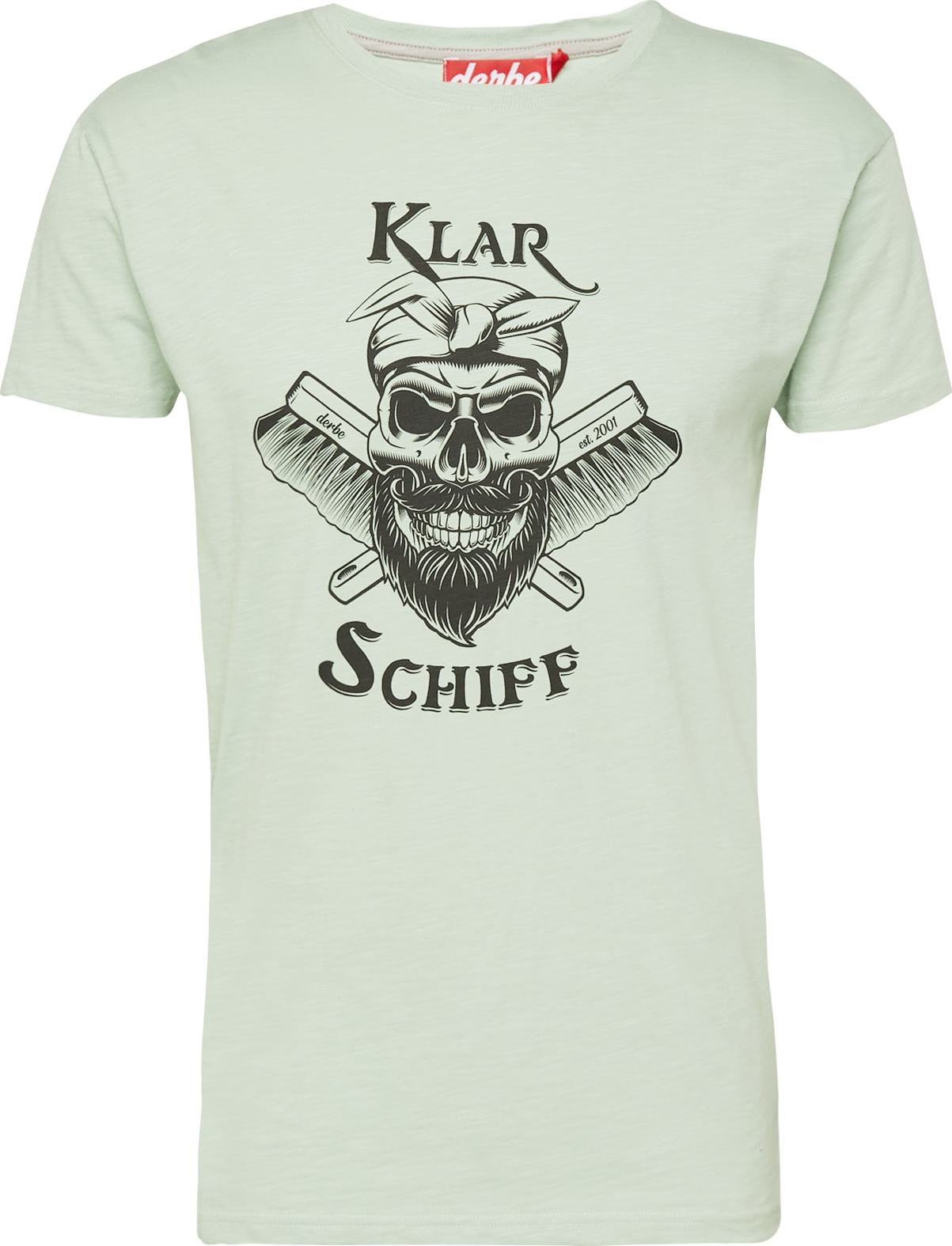 Derbe Tričko 'Klar Schiff' světle zelená / černá
