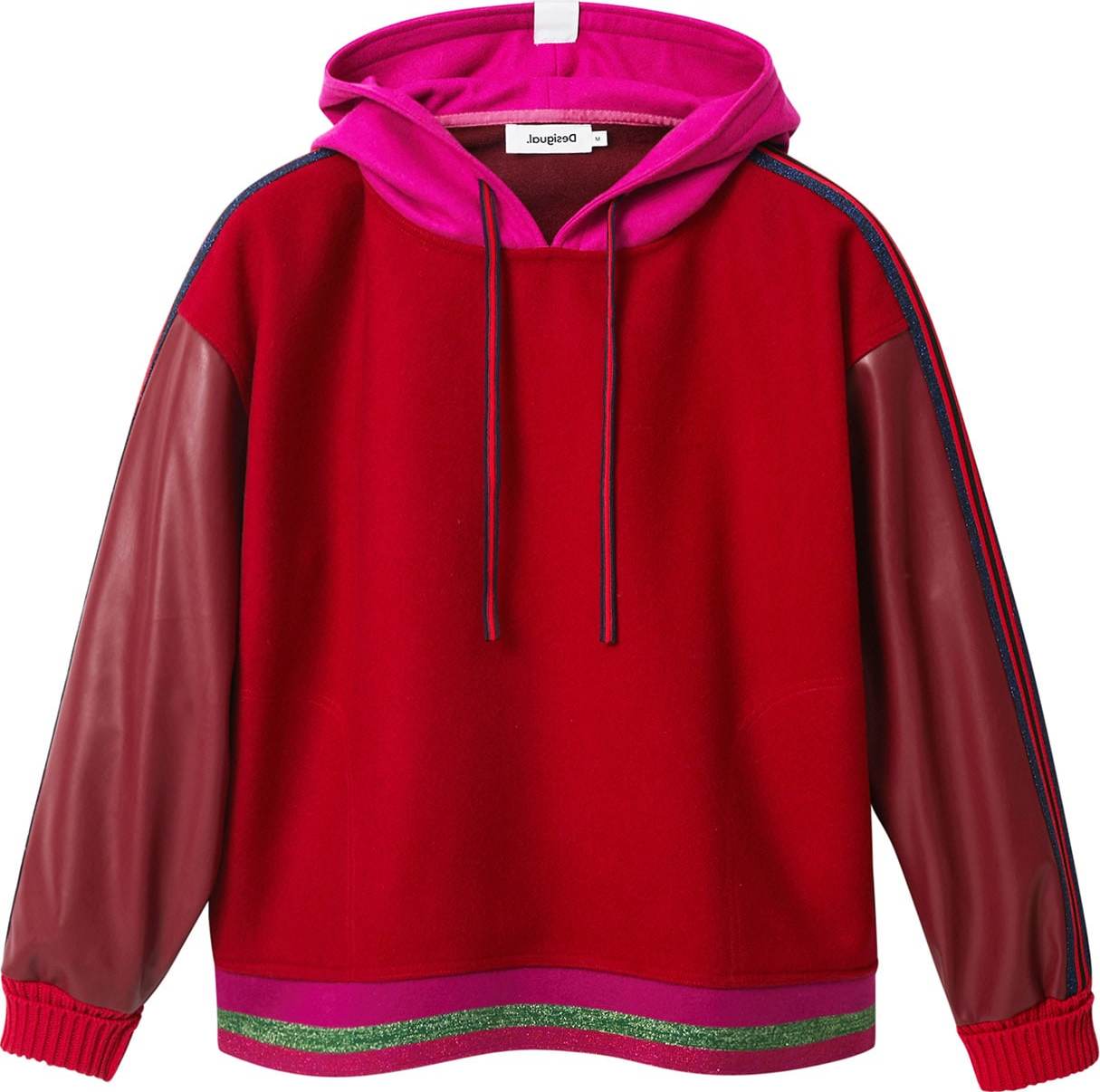 Desigual Mikina ' SHARON' tmavě modrá / zelená / svítivě růžová / červená