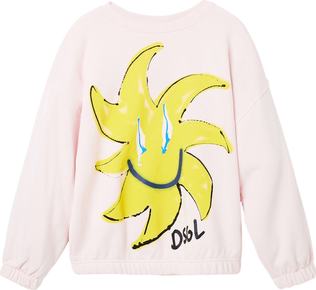 Desigual Mikina světlemodrá / žlutá / pastelově růžová / černá