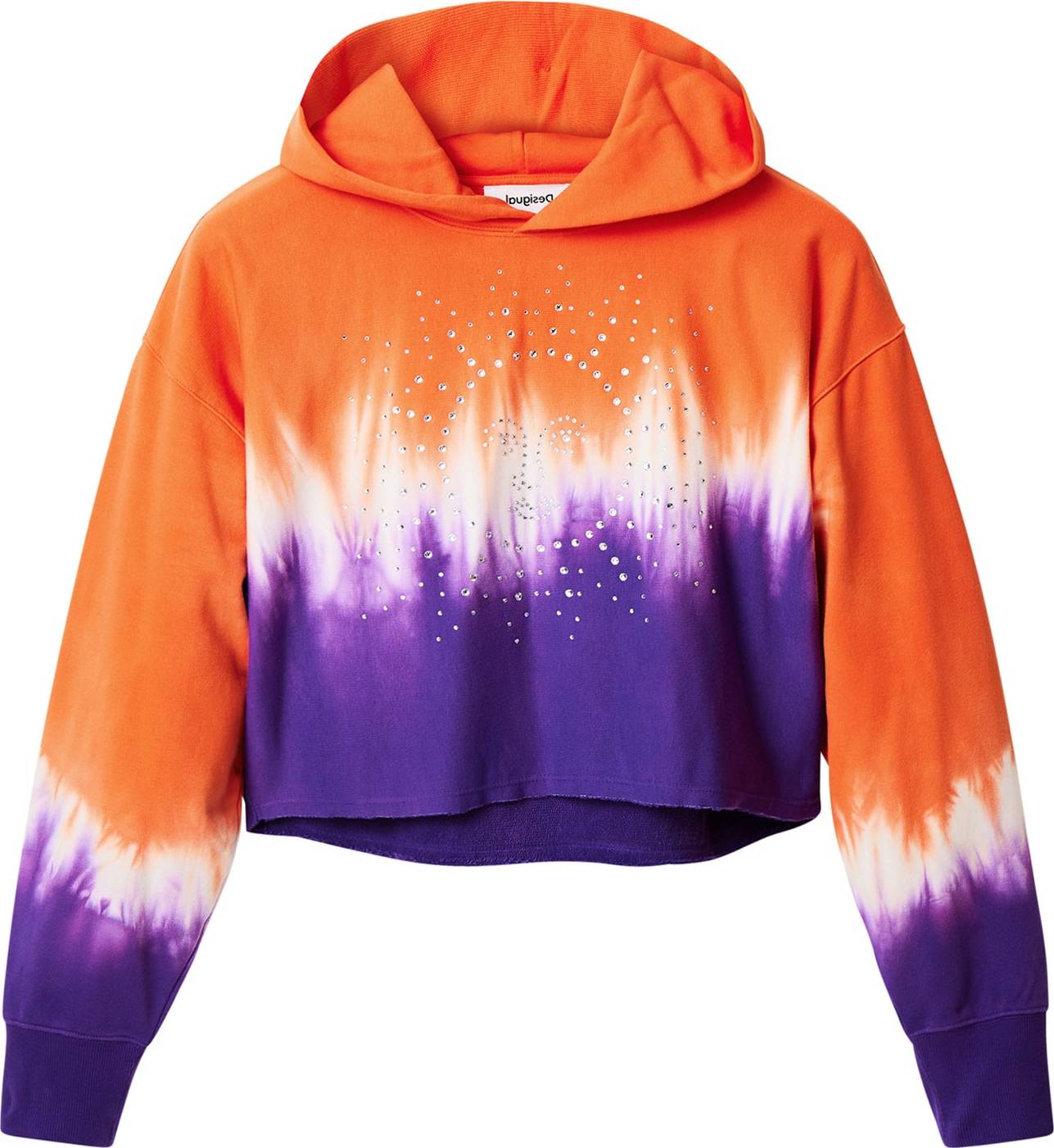 Desigual Mikina tmavě fialová / oranžová / bílá