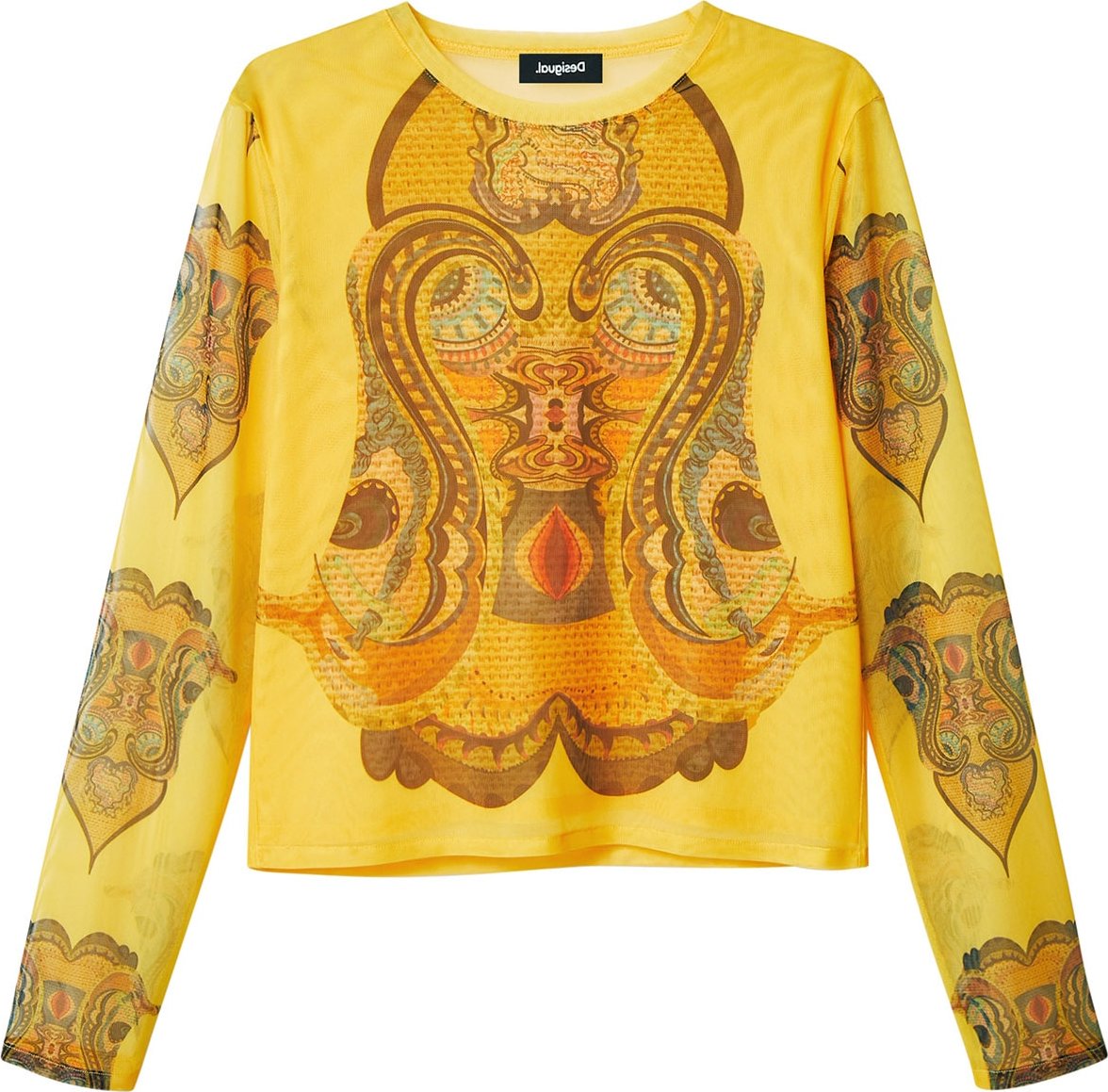 Desigual Tričko 'Groove' hořčicová / mix barev