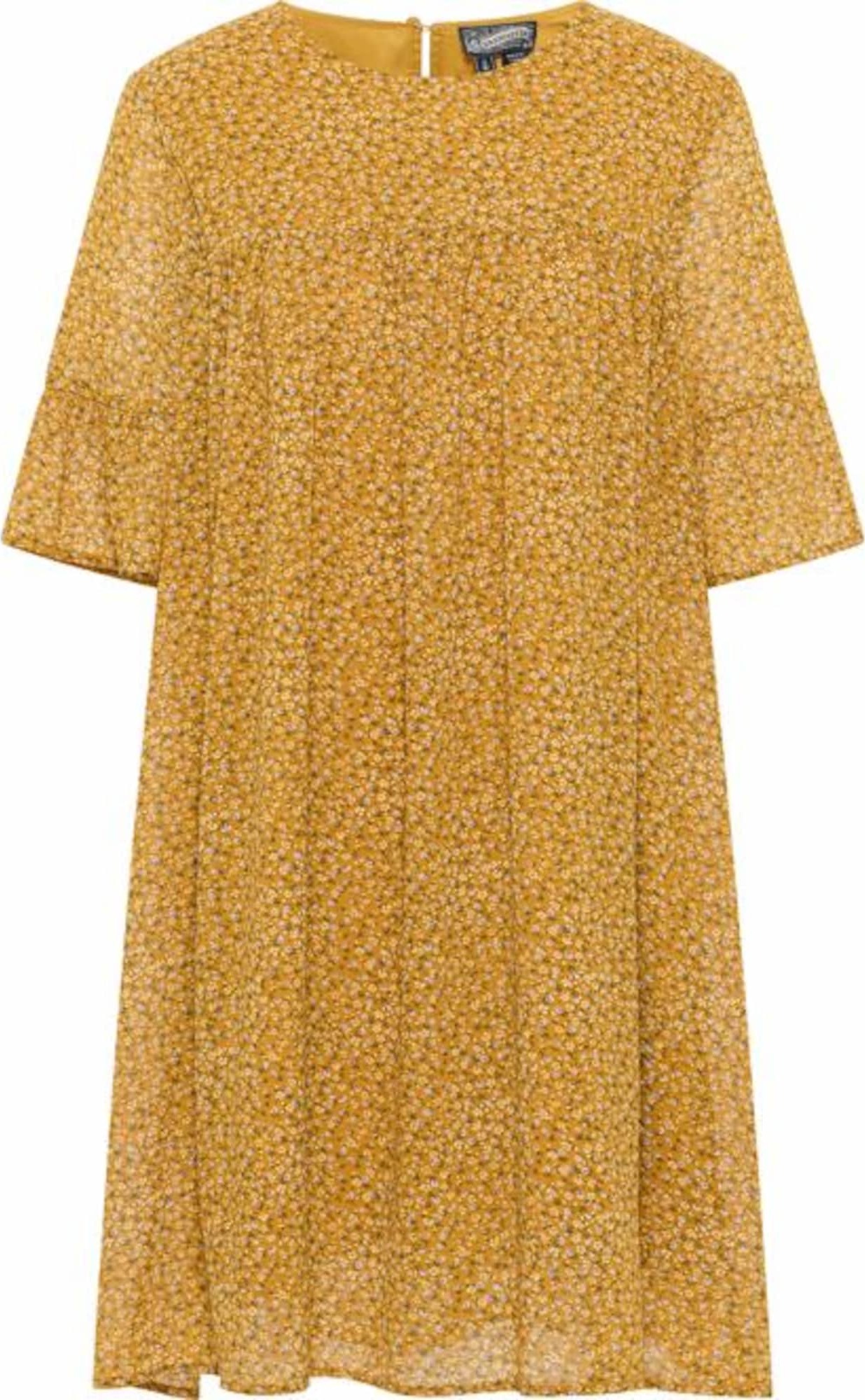 DreiMaster Vintage Šaty 'Zitha' tmavě žlutá / růžová / černá / offwhite