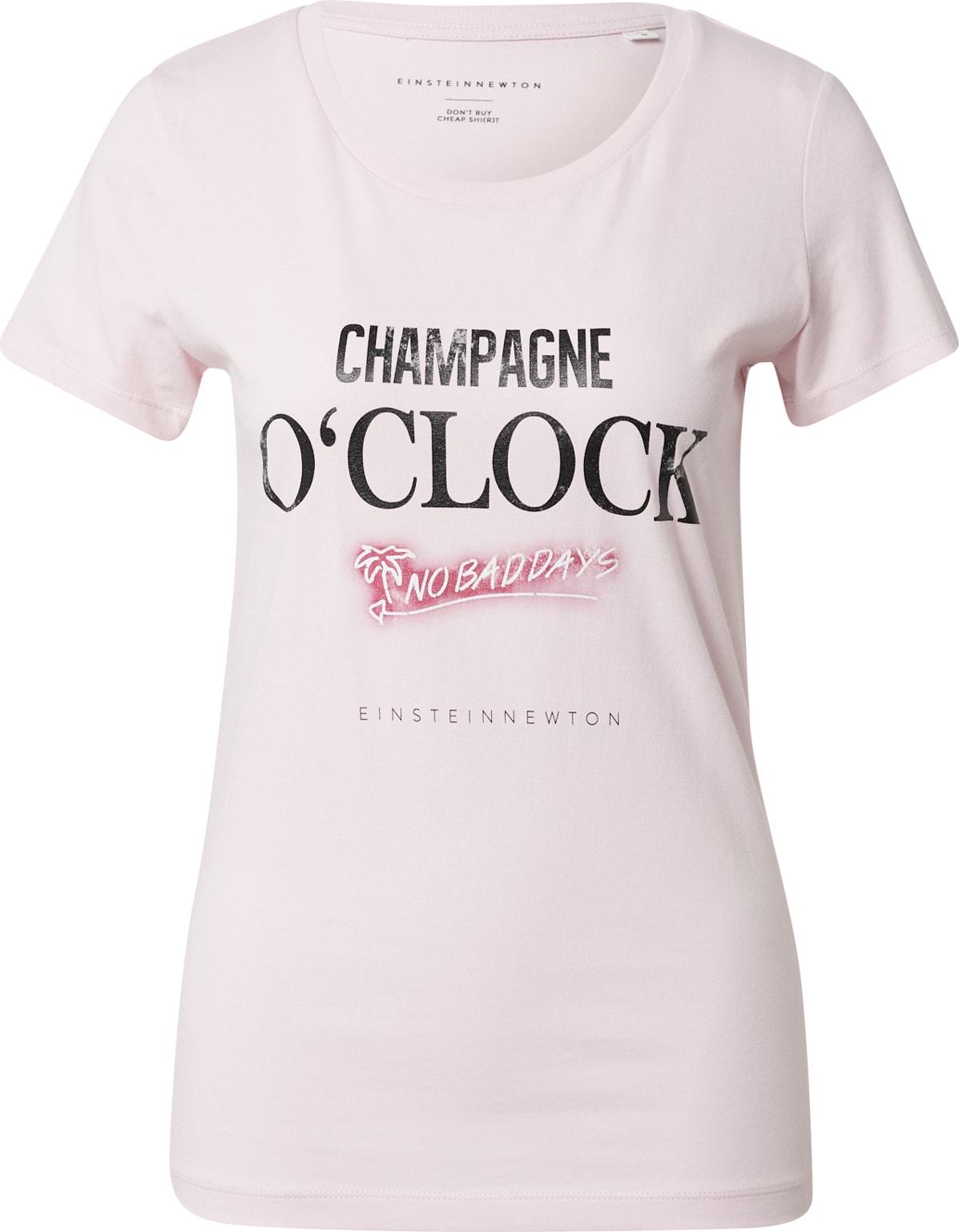 EINSTEIN & NEWTON Tričko 'Champagne O´clock' pink / růžová / černá