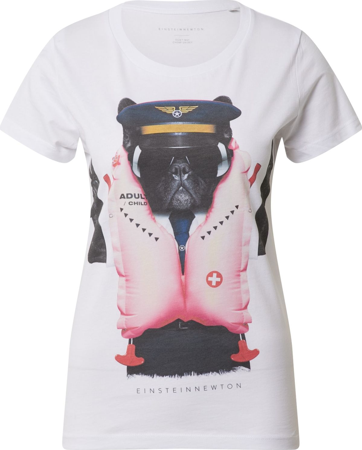 EINSTEIN & NEWTON Tričko 'Fly Dog' růžová / černá / bílá