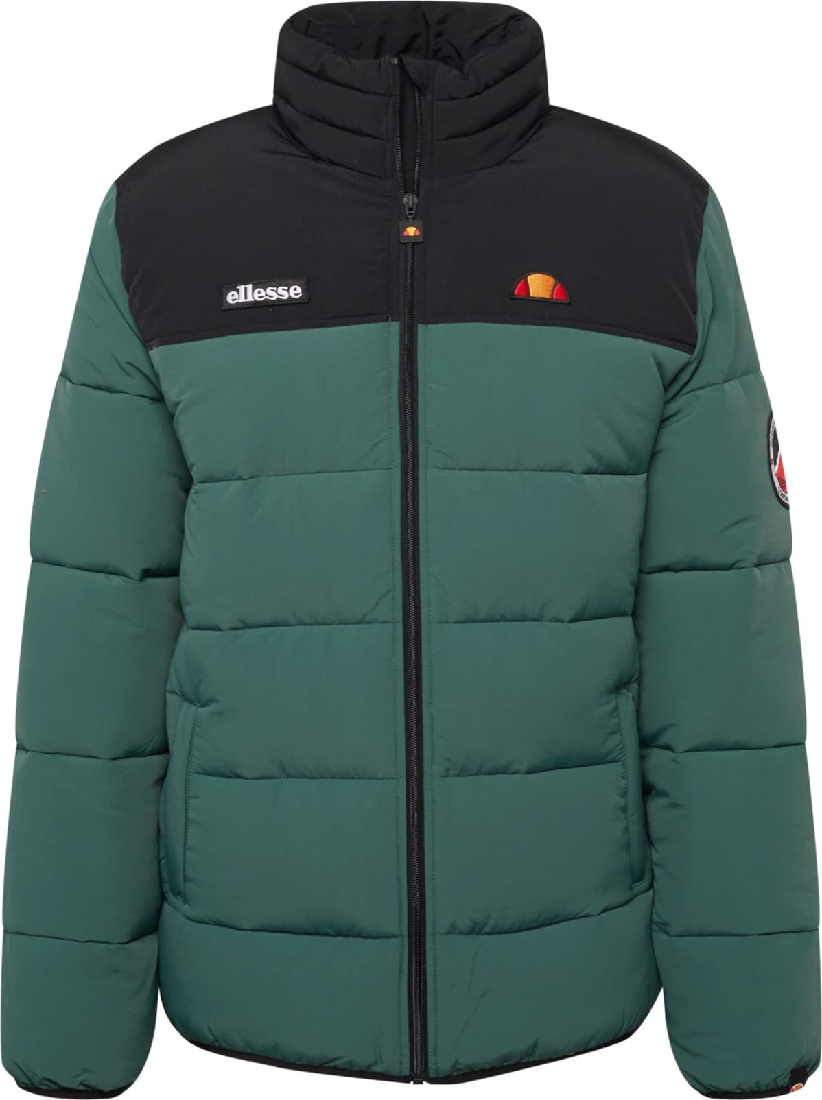 ELLESSE Zimní bunda tmavě zelená / oranžová / černá / bílá