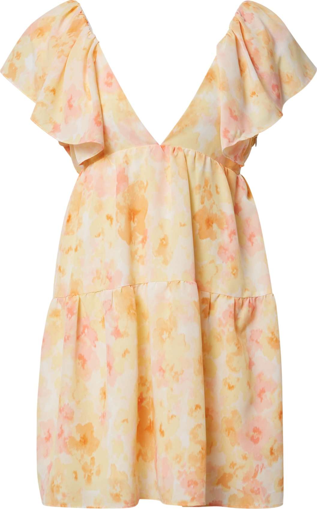 Fashion Union Letní šaty 'Flit' žlutá / pastelově růžová / bílá