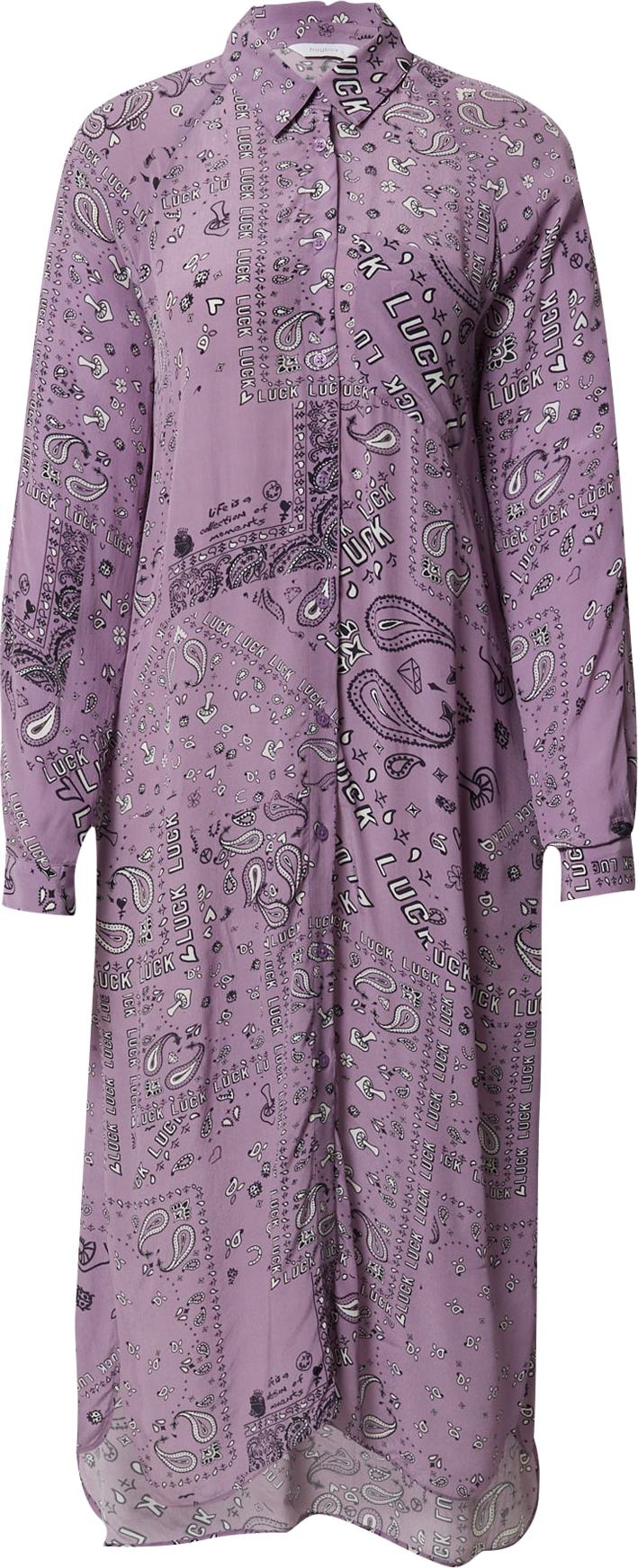 Frogbox Košilové šaty šeříková / černá / bílá