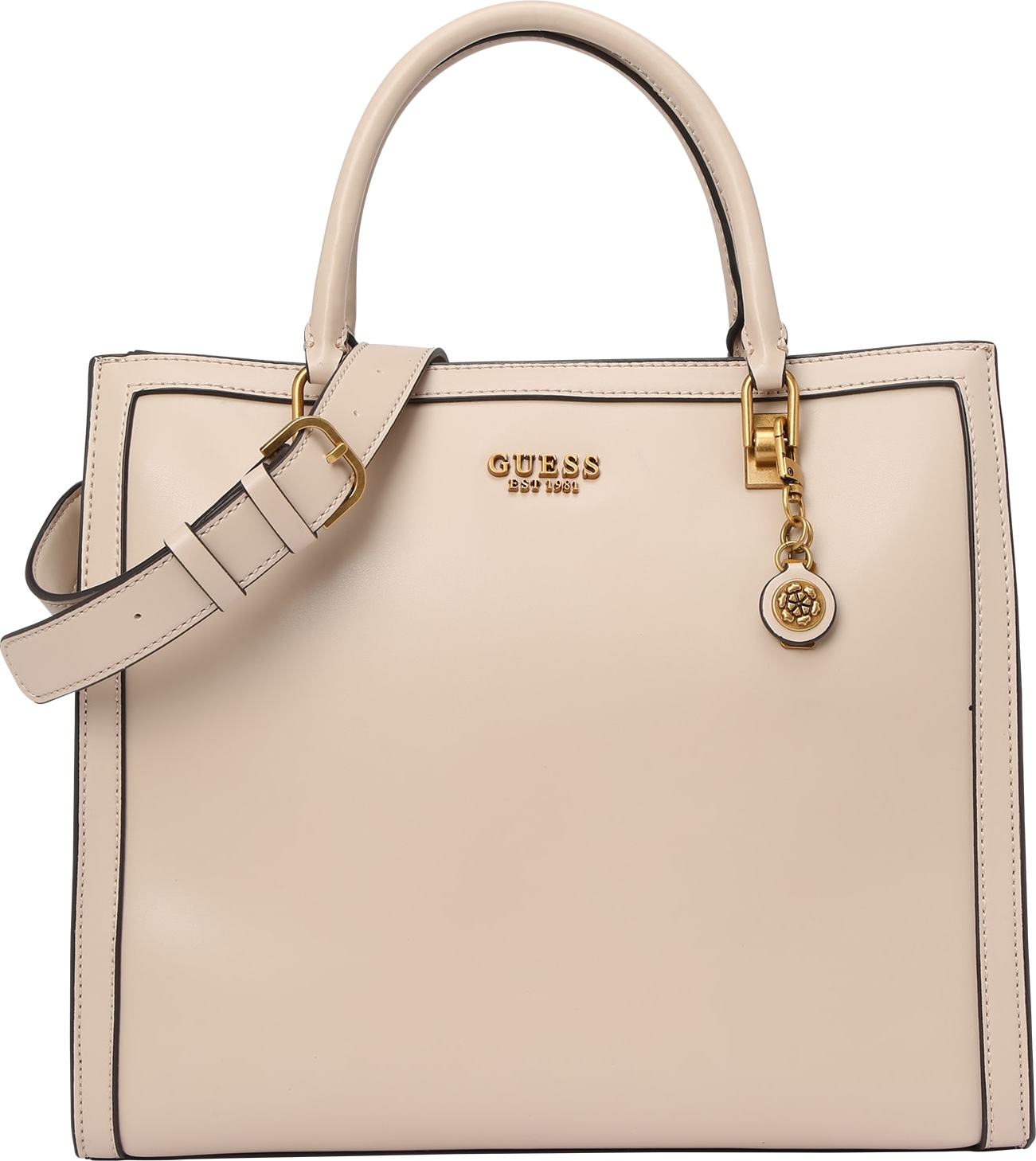 GUESS Plážová taška 'Abey' zlatá / pastelově růžová / černá