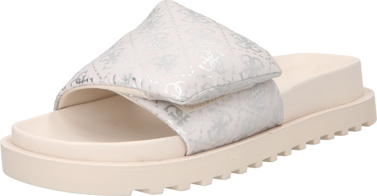 GUESS Pantofle 'FABETZY' béžová / stříbrná