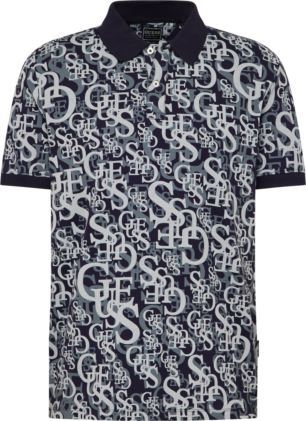 GUESS Tričko 'AIRDIN' námořnická modř / čedičová šedá / světle šedá