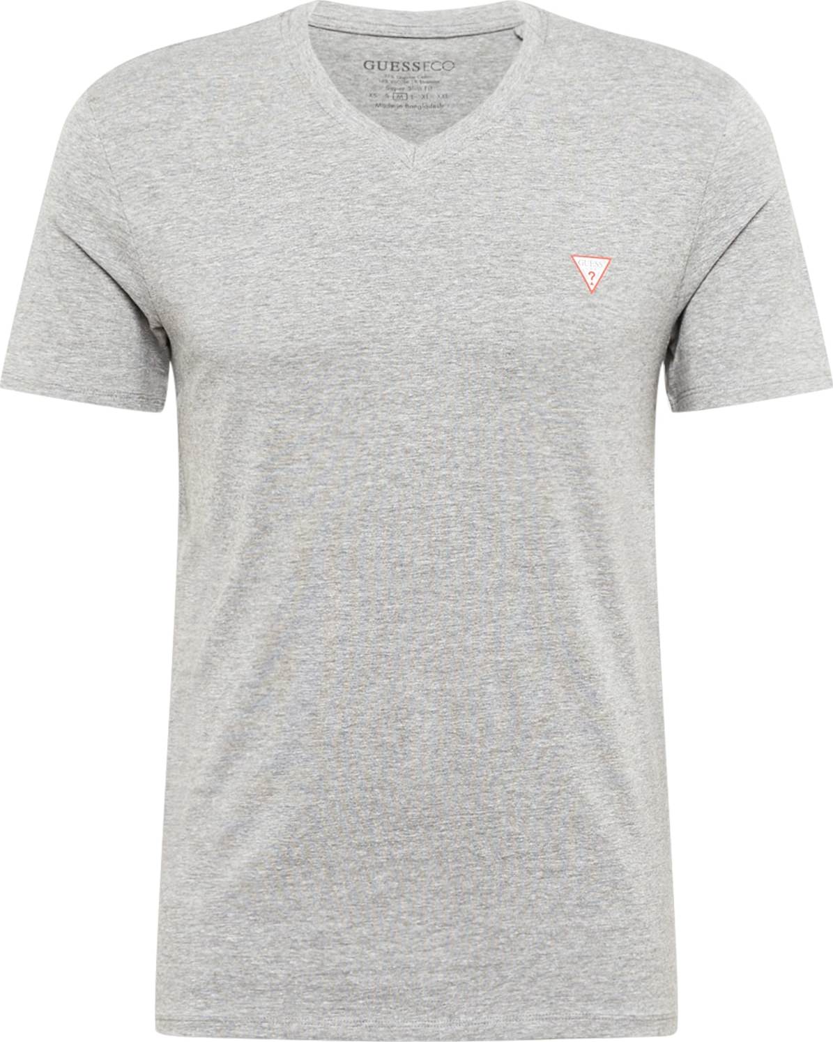 GUESS Tričko šedý melír / červená / bílá