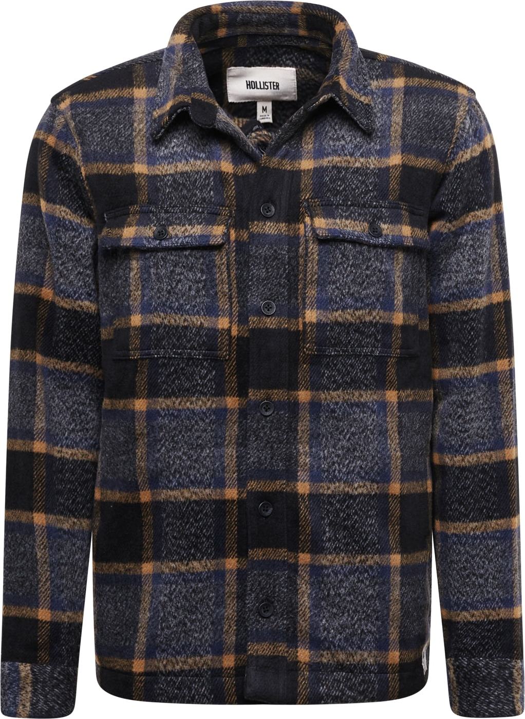 HOLLISTER Košile tmavě modrá / hnědá / černá