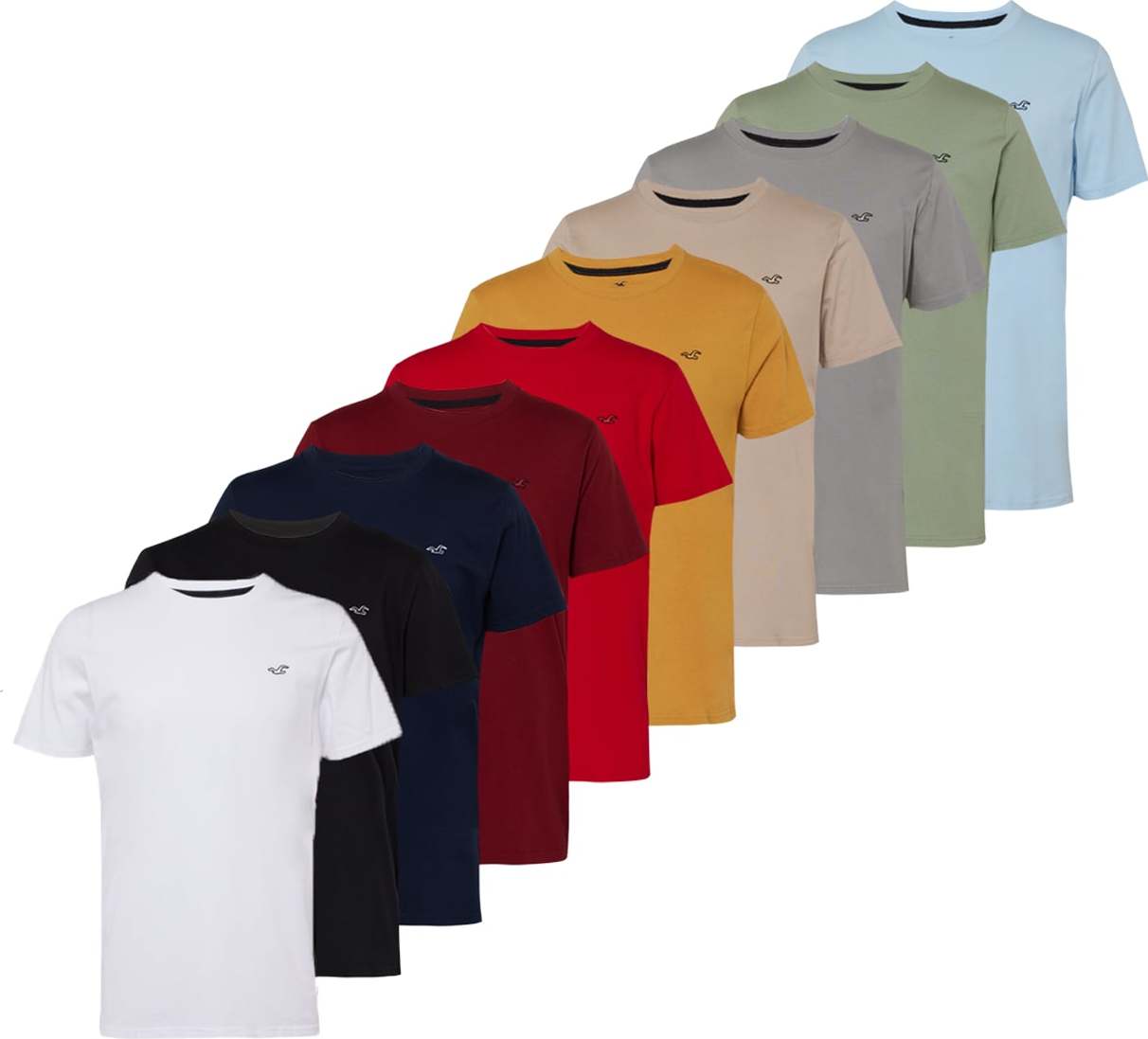 HOLLISTER Tričko námořnická modř / světlemodrá / černá / bílá