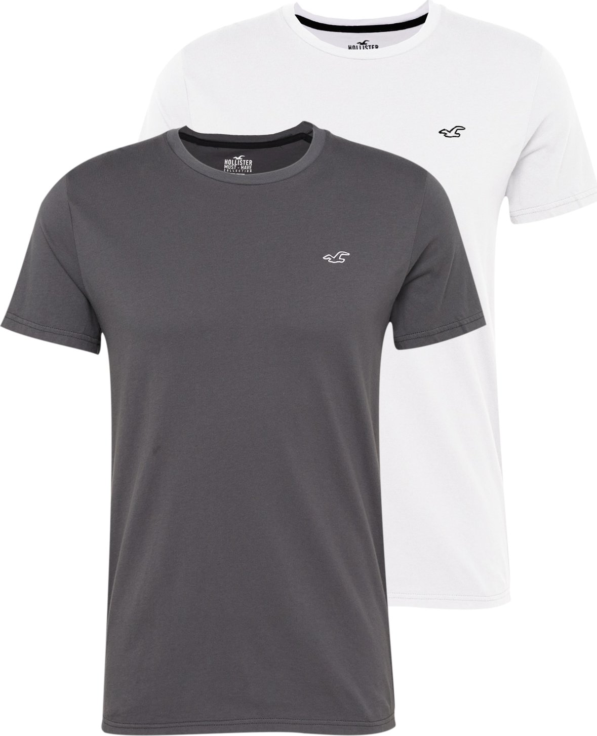 HOLLISTER Tričko tmavě šedá / bílá