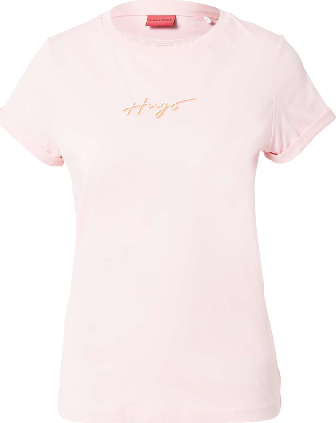 HUGO Tričko jasně oranžová / světle růžová / bílá