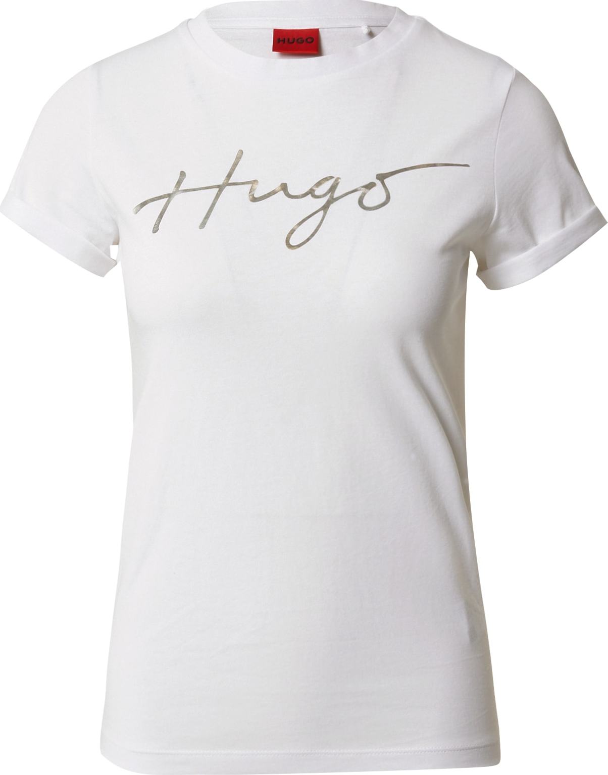 HUGO Tričko 'Slim Tee' stříbrná / bílá