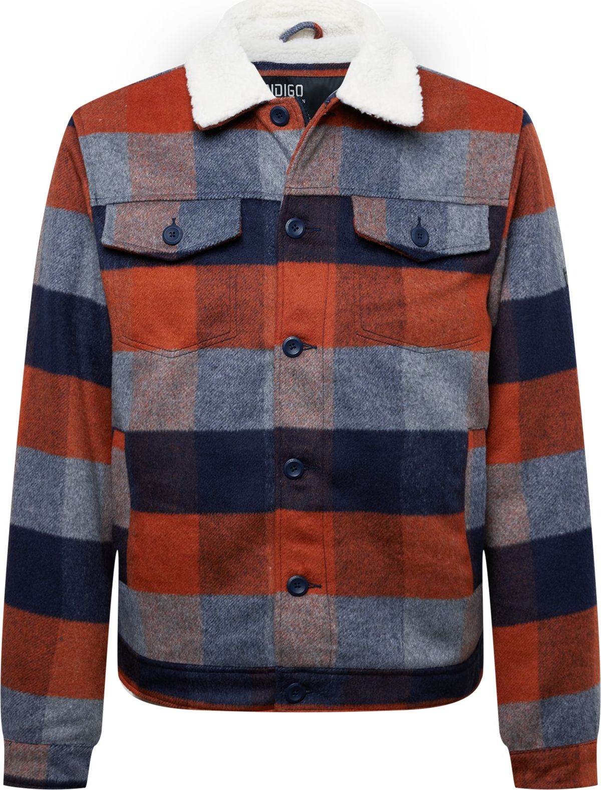 INDICODE JEANS Přechodná bunda 'Sherlock' námořnická modř / modrý melír / humrová / bílá