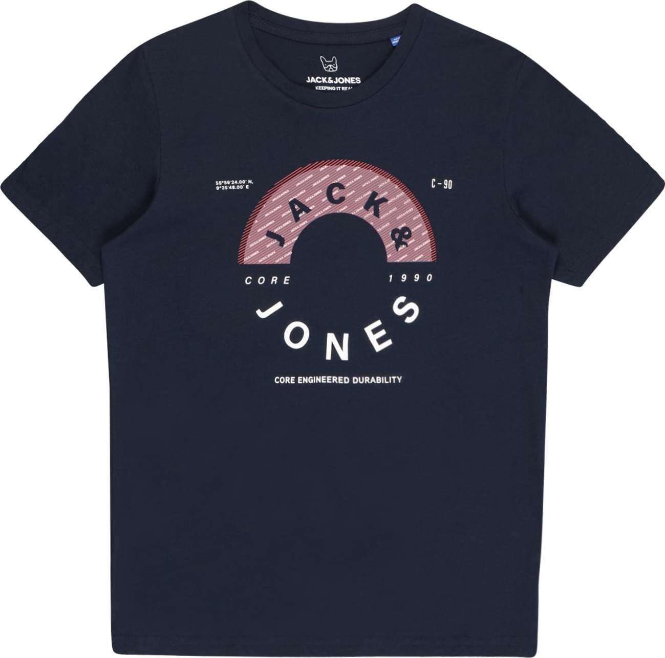 Jack & Jones Junior Tričko 'FRIDAY' námořnická modř / růžová / bílá