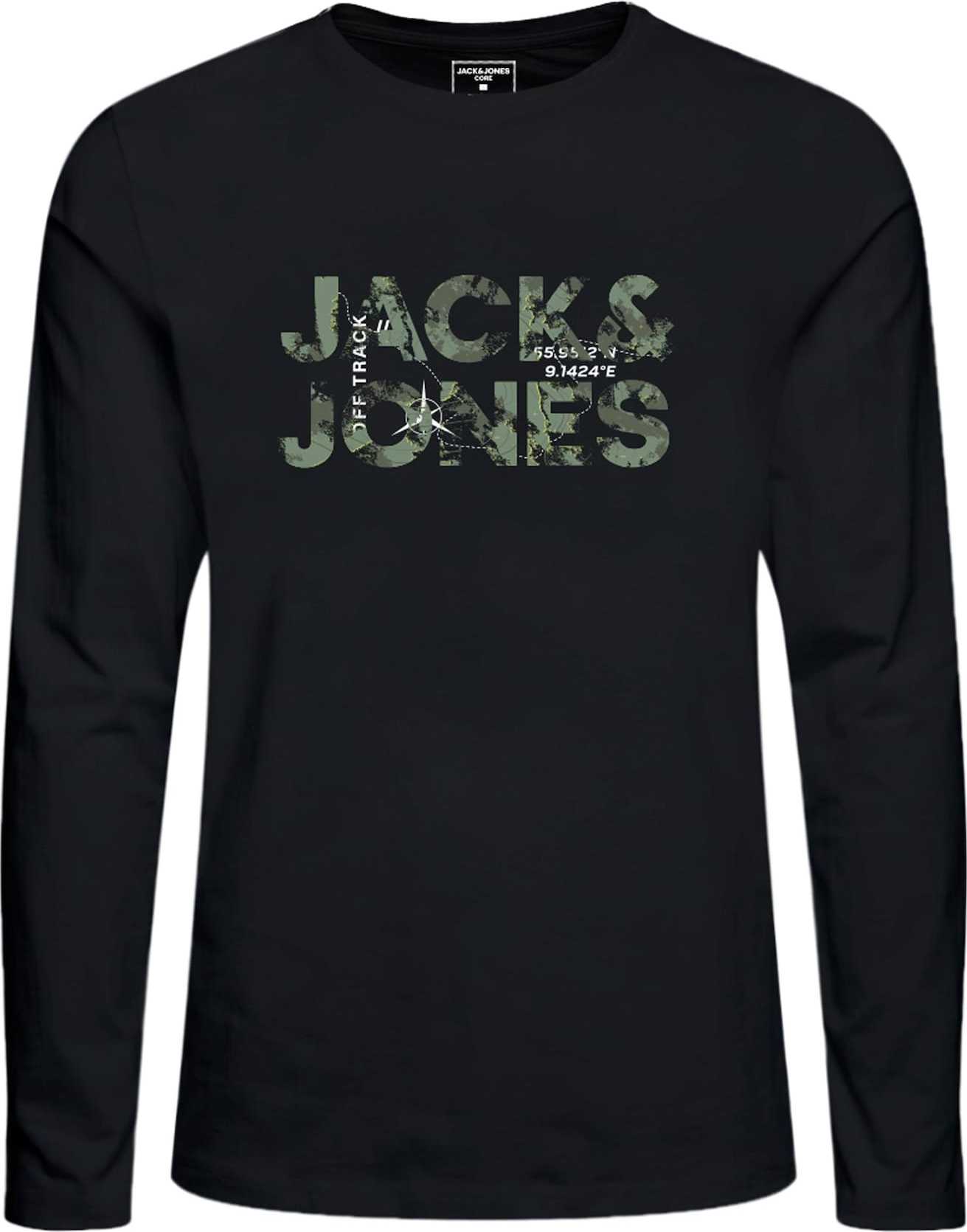 Jack & Jones Junior Tričko khaki / světle zelená / černá / bílá