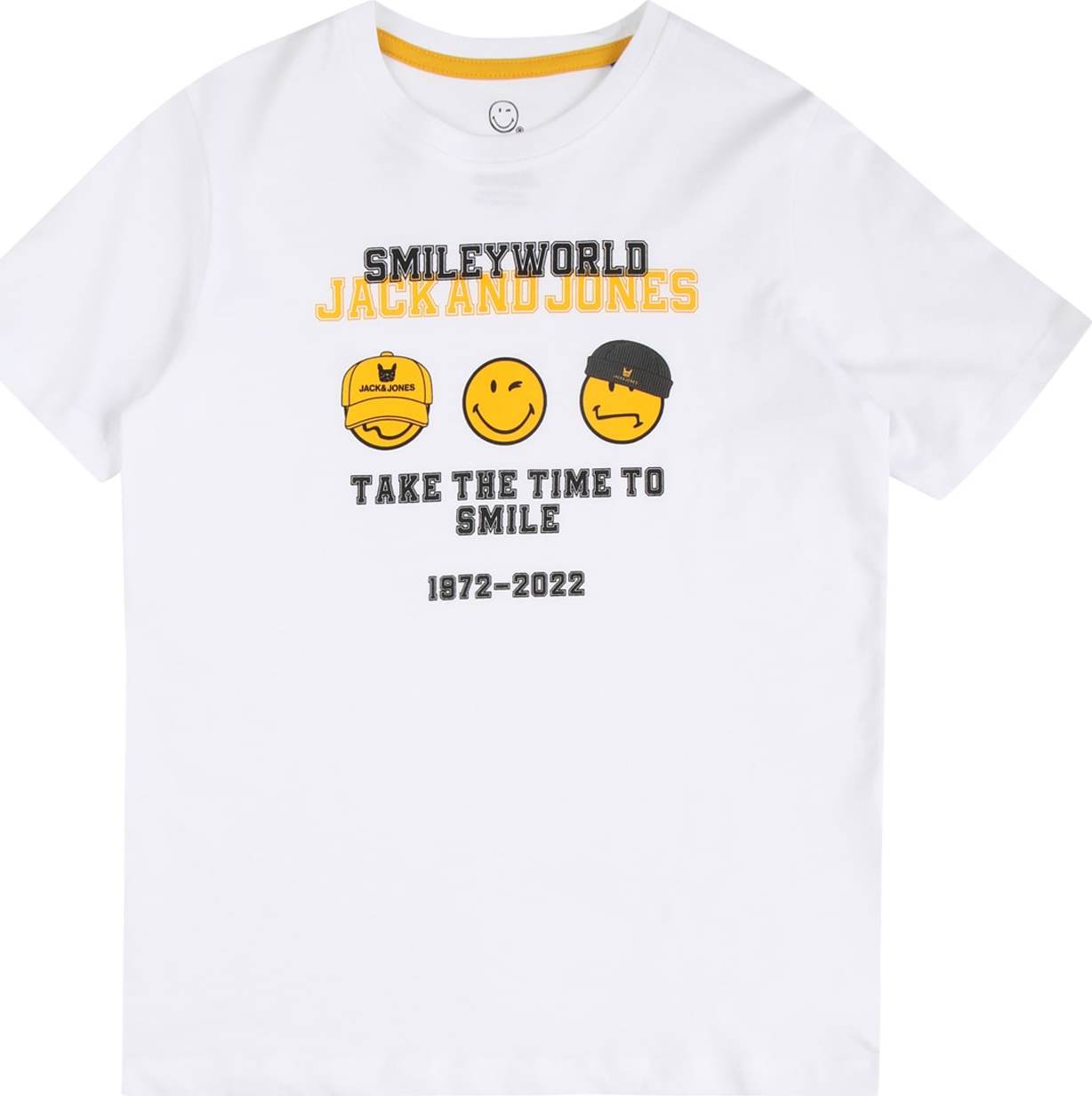 Jack & Jones Junior Tričko 'SMILEY WORLD' žlutá / černá / bílá