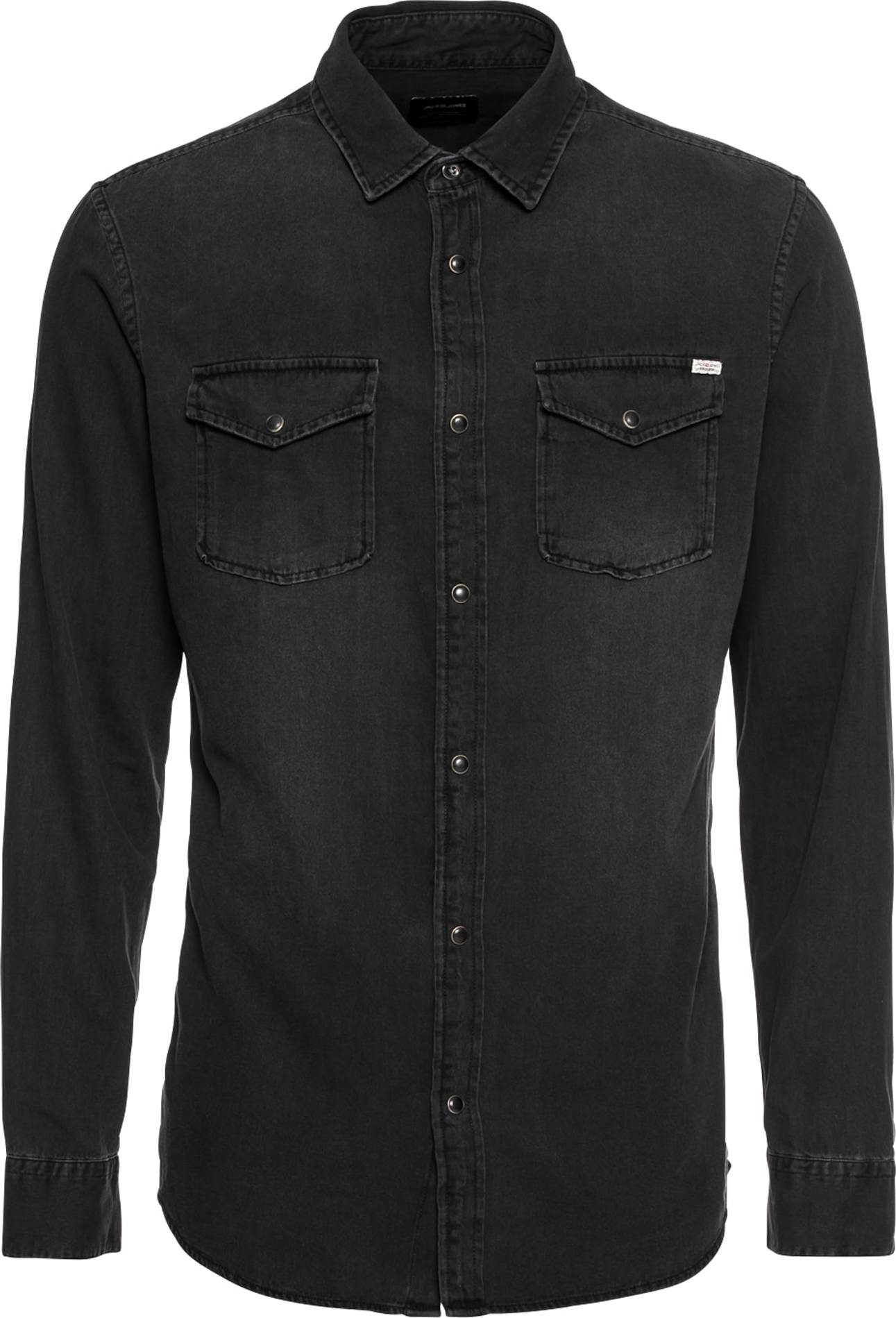 JACK & JONES Košile 'Sheridan' černá džínovina / bílá