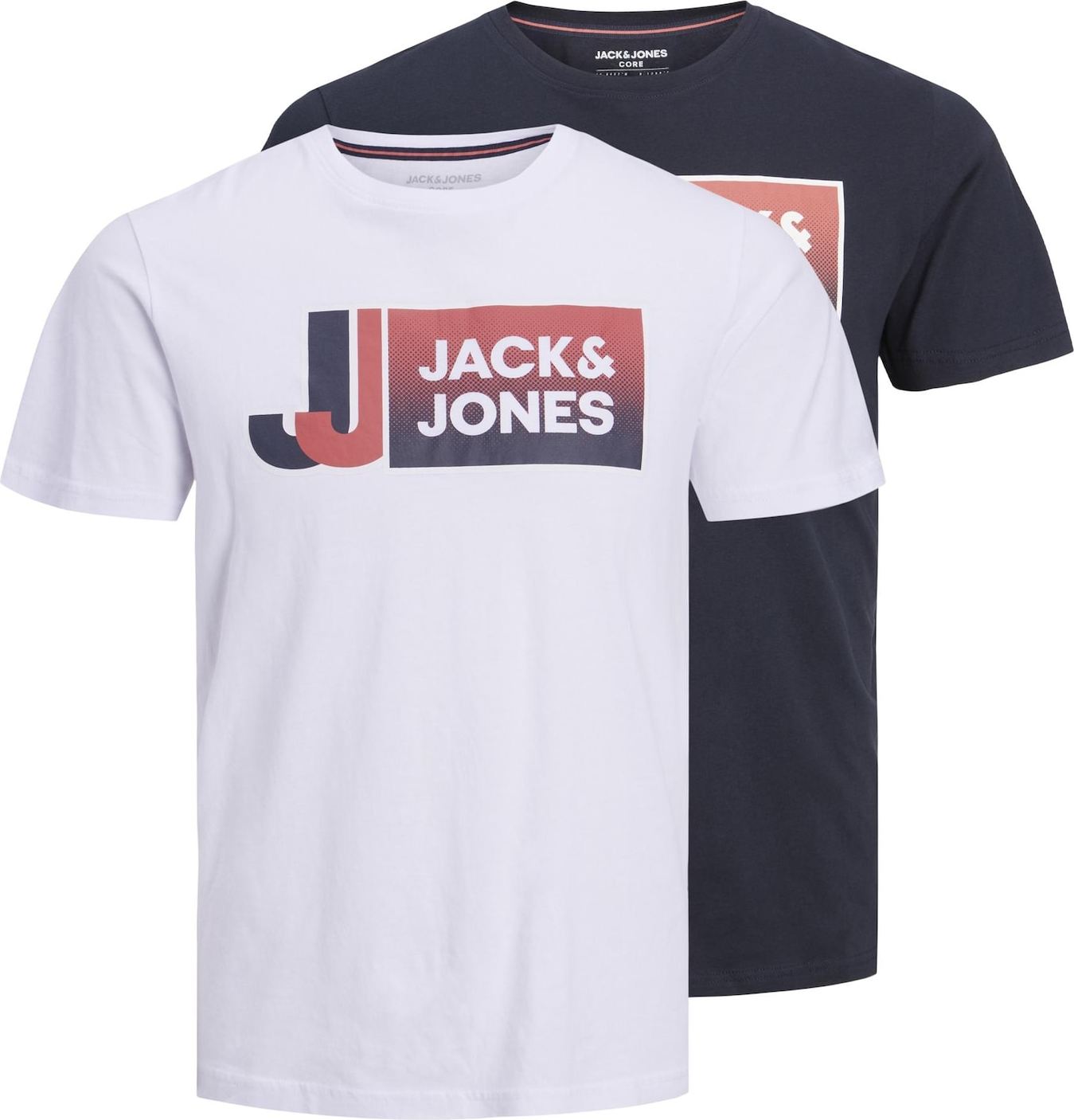 JACK & JONES Tričko 'LOGAN' námořnická modř / červená / bílá