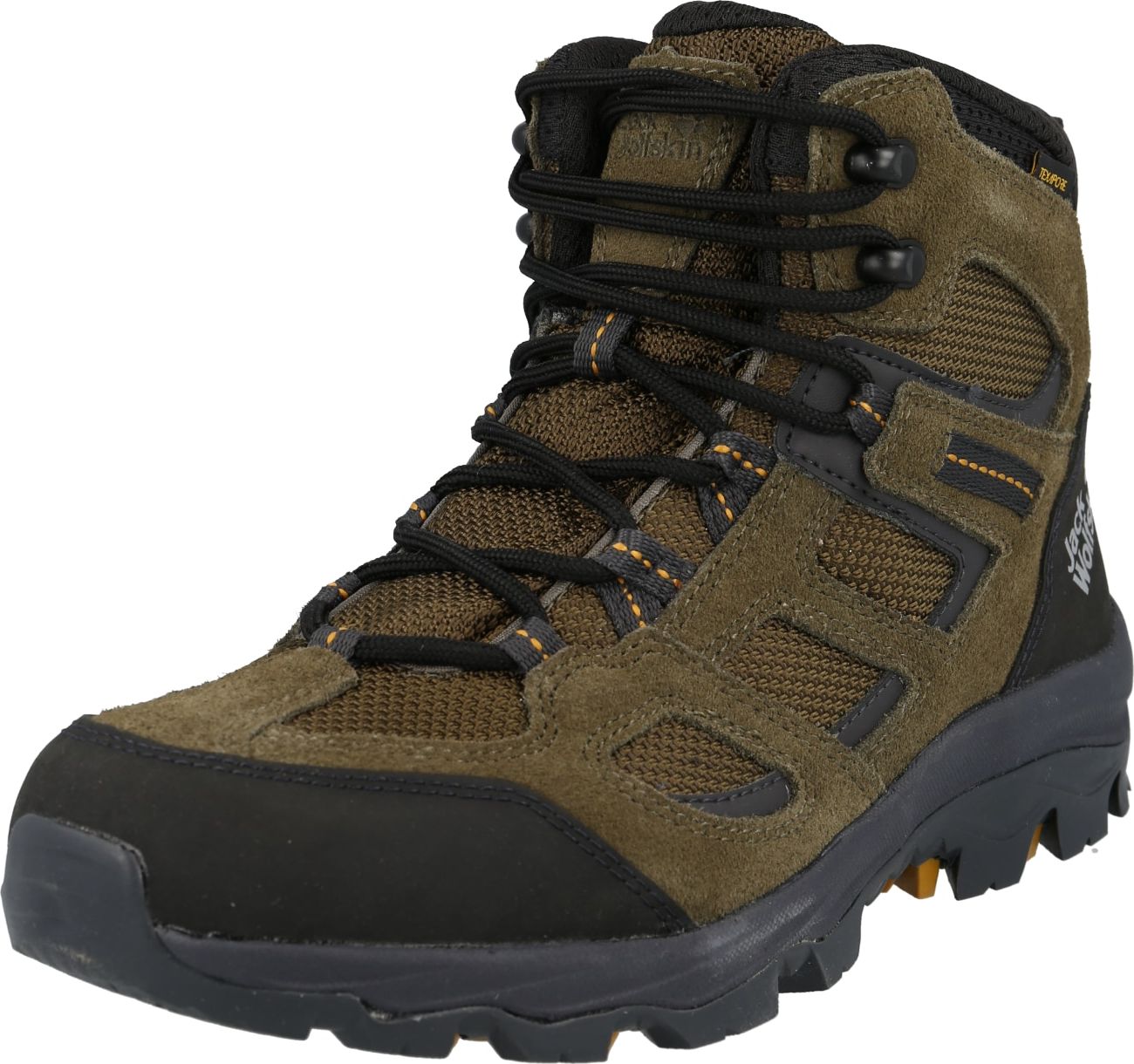 JACK WOLFSKIN Kozačky 'VOJO 3' tmavě šedá / olivová / svítivě oranžová / černá