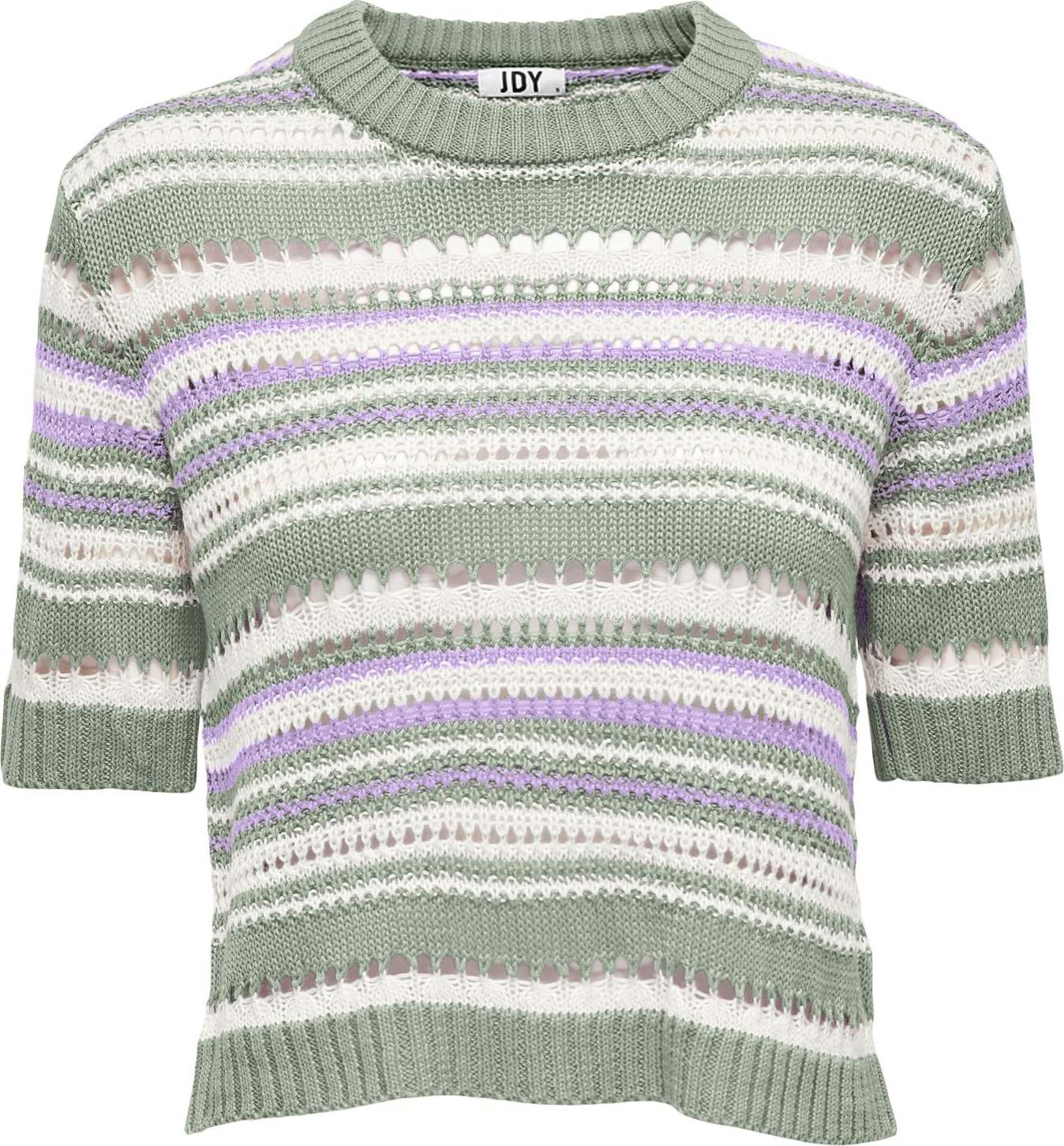 JDY Svetr 'SUN' pastelově zelená / fialová / bílá