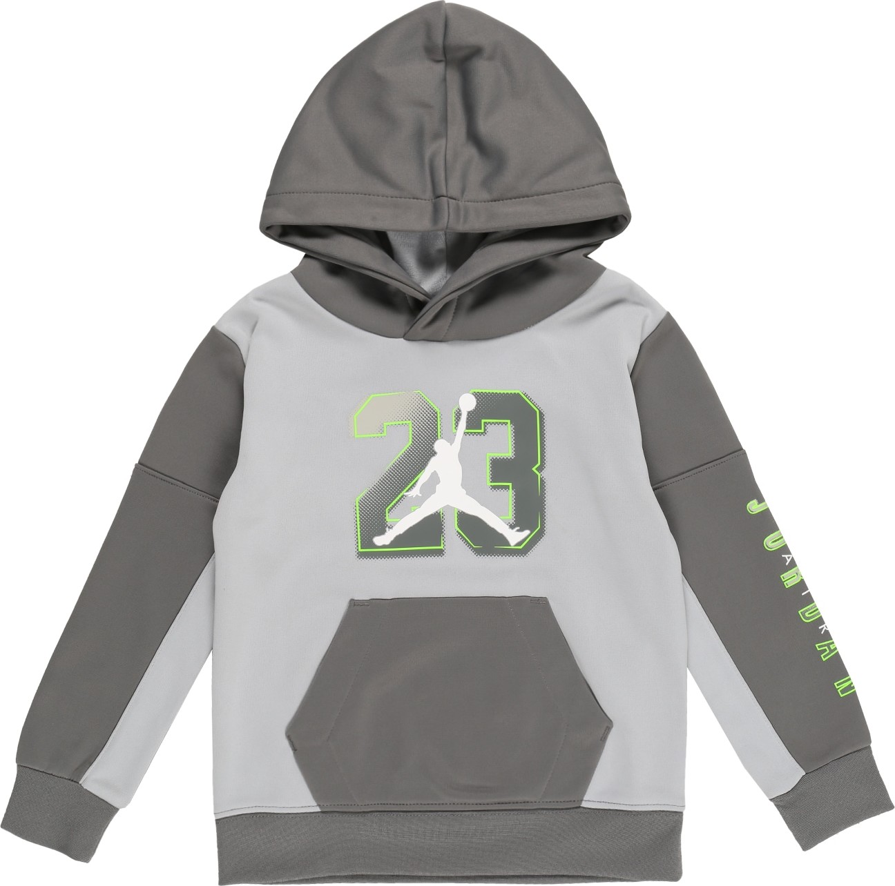 Jordan Mikina 'JUMPMAN' barvy bláta / světle šedá / svítivě zelená / bílá