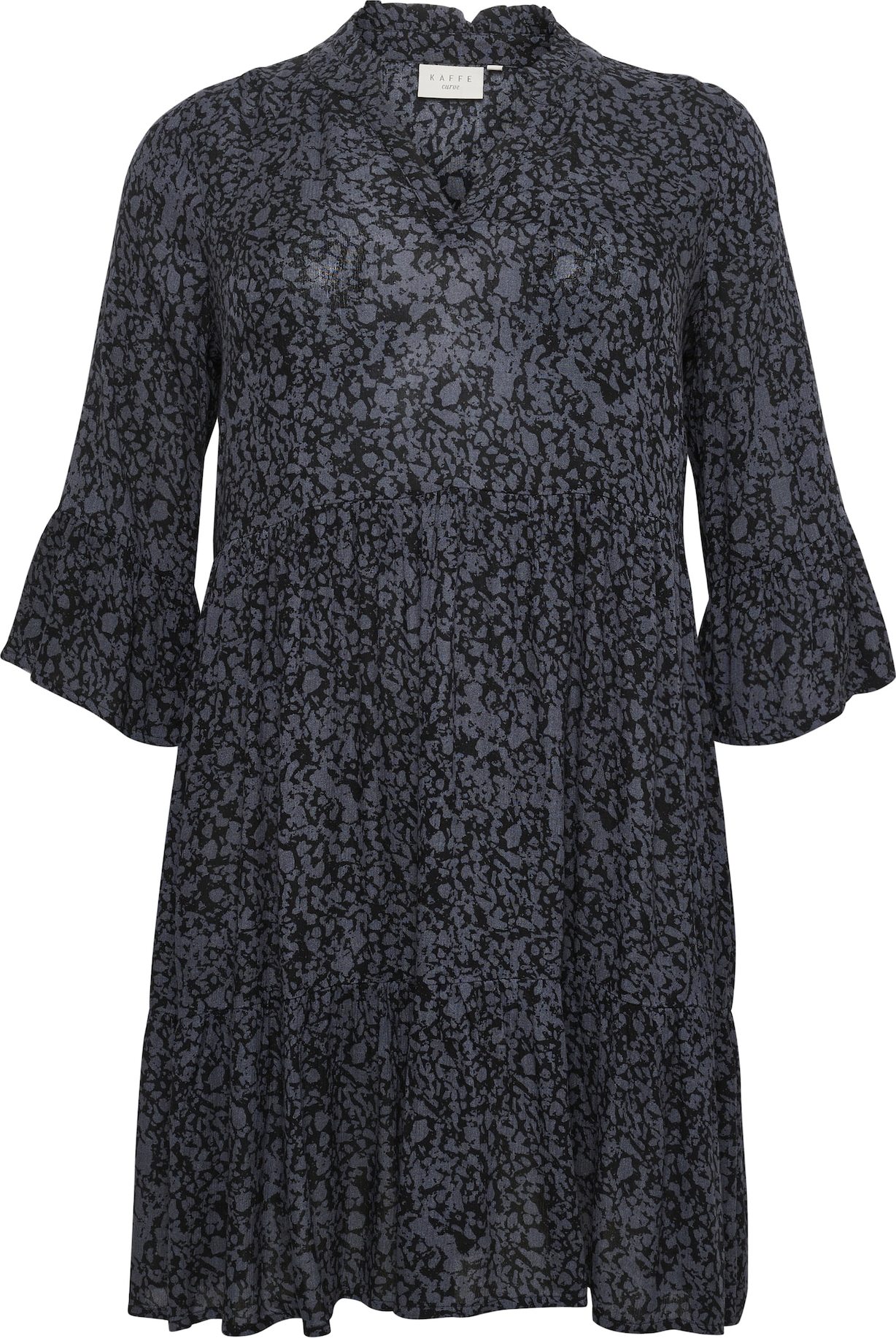 KAFFE CURVE Šaty 'Cedina' kouřově modrá / černá