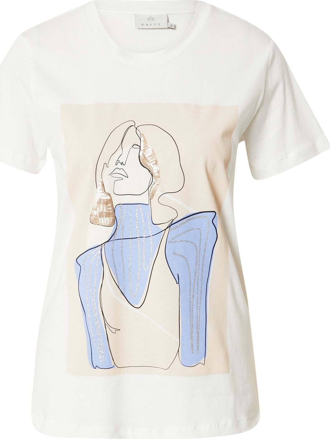 Kaffe Tričko 'Mila' kouřově modrá / zlatá / černá / bílá