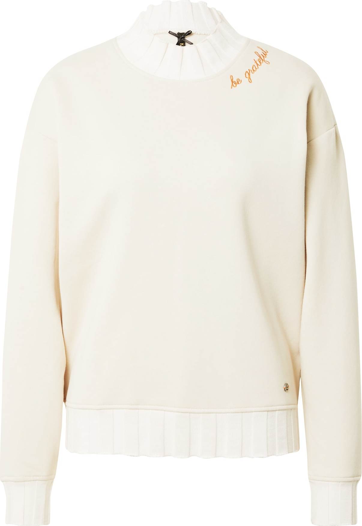 Key Largo Mikina 'GRATEFUL' béžová / oranžová