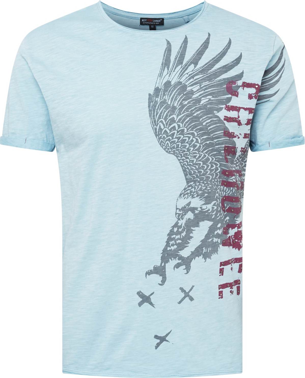 Key Largo Tričko 'GRIFFIN' světlemodrá / tmavě šedá / burgundská červeň