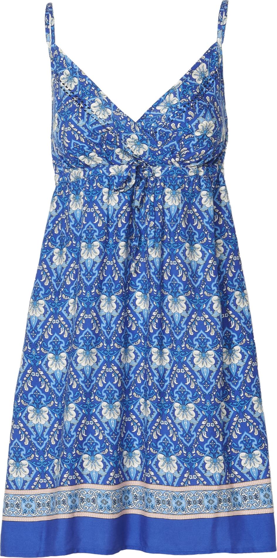 KOROSHI Šaty noční modrá / zelená / červená třešeň