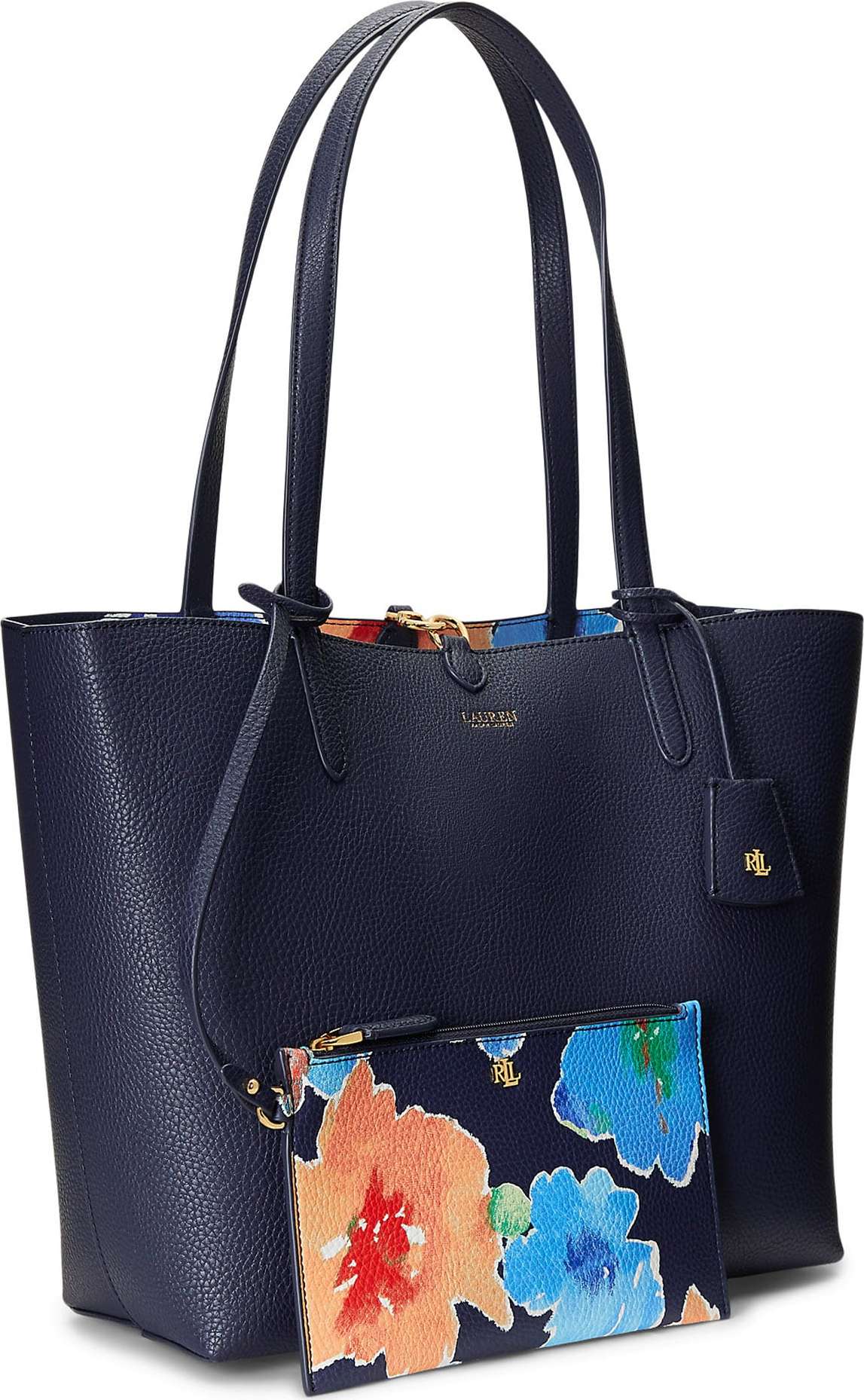 Lauren Ralph Lauren Nákupní taška námořnická modř / azurová / oranžová / bílá